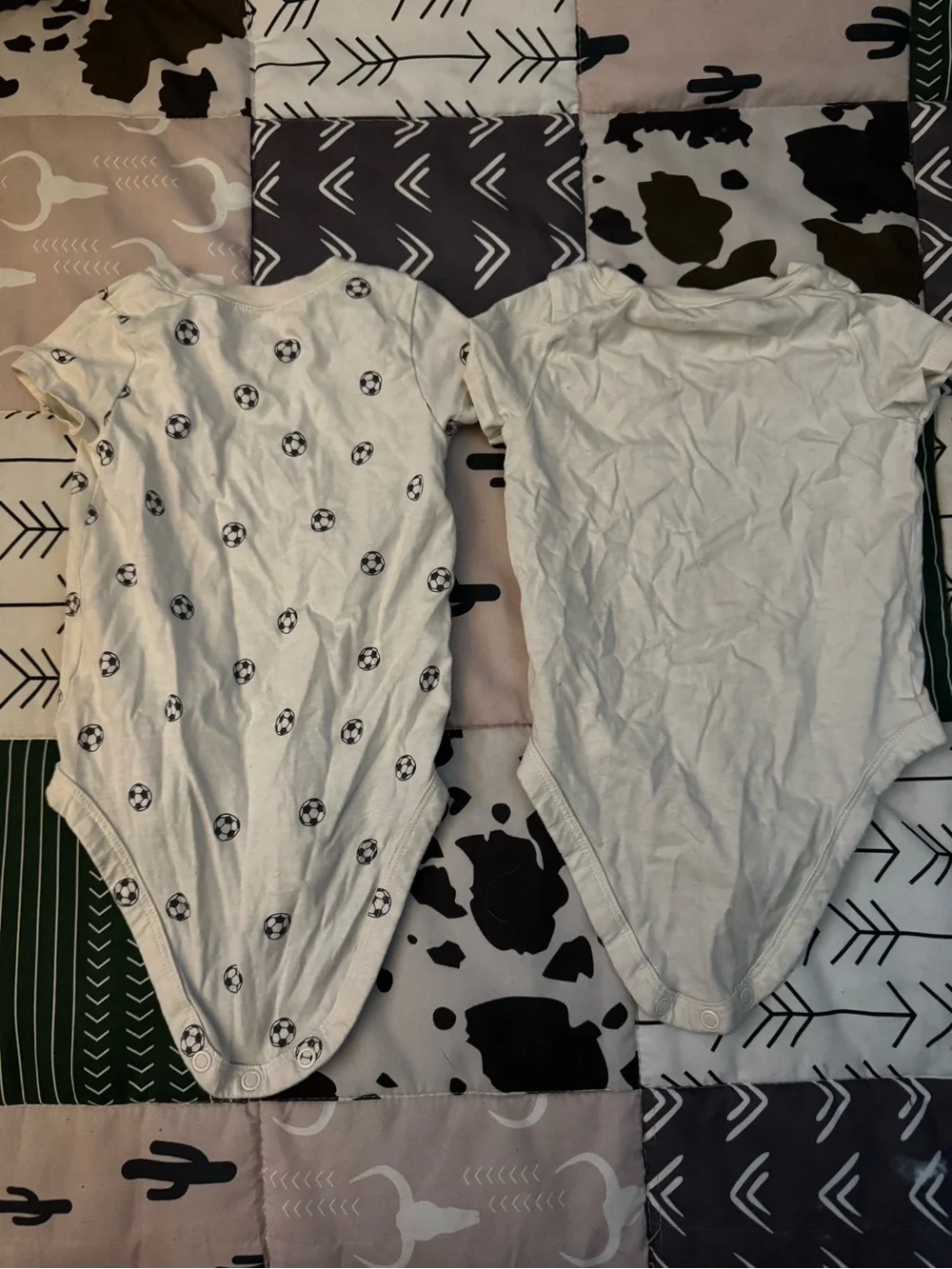 Carter's White Short-Sleeve Soccer Graphic Bodysuit Duo